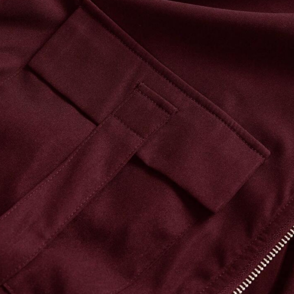 Women's Deep Red Zip-Front Crop Jacket With Wide Leg Pants Two Piece Set Sz Xl - Picture 5 of 6